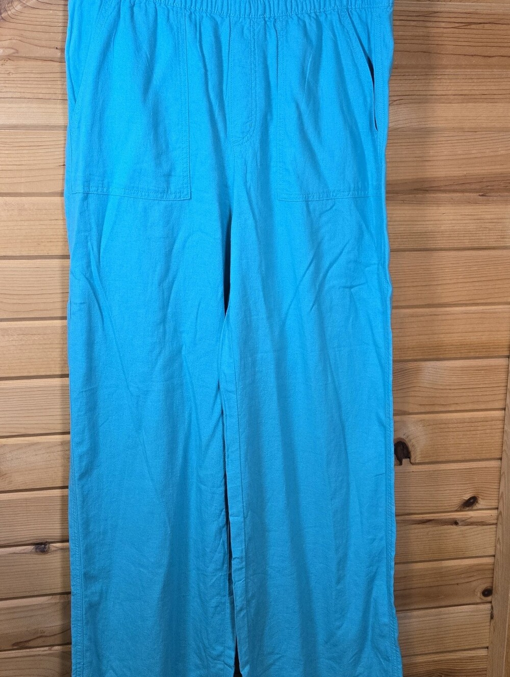 St. John's Bay Linen Rayon Pants NWT Large Wide Leg Turquoise Beach Boho Resort - Picture 5 of 8